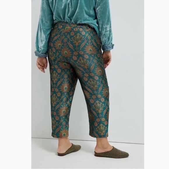 Anthropologie | Maeve Melyssa Teal Jacquard Trousers Sz L - Picture 2 of 8